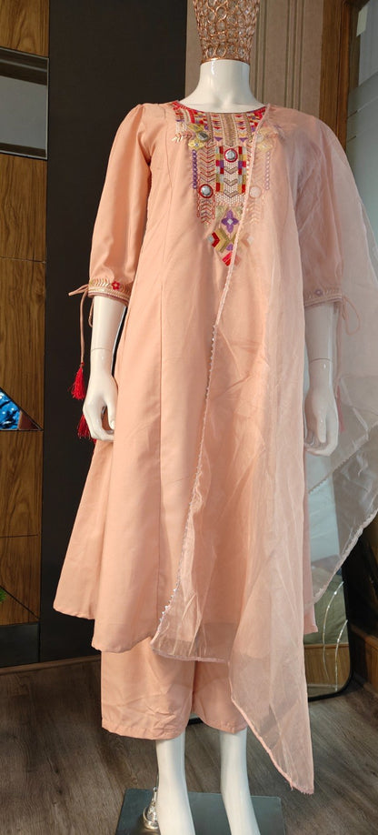 Elegant Pink Kurta Pant Dupatta Set