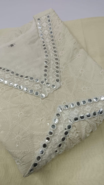 Chikankari Nyra Cut Cotton Kurta Set