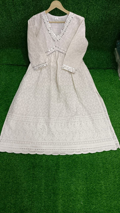 Chikankari Nyra Cut Cotton Kurta Set