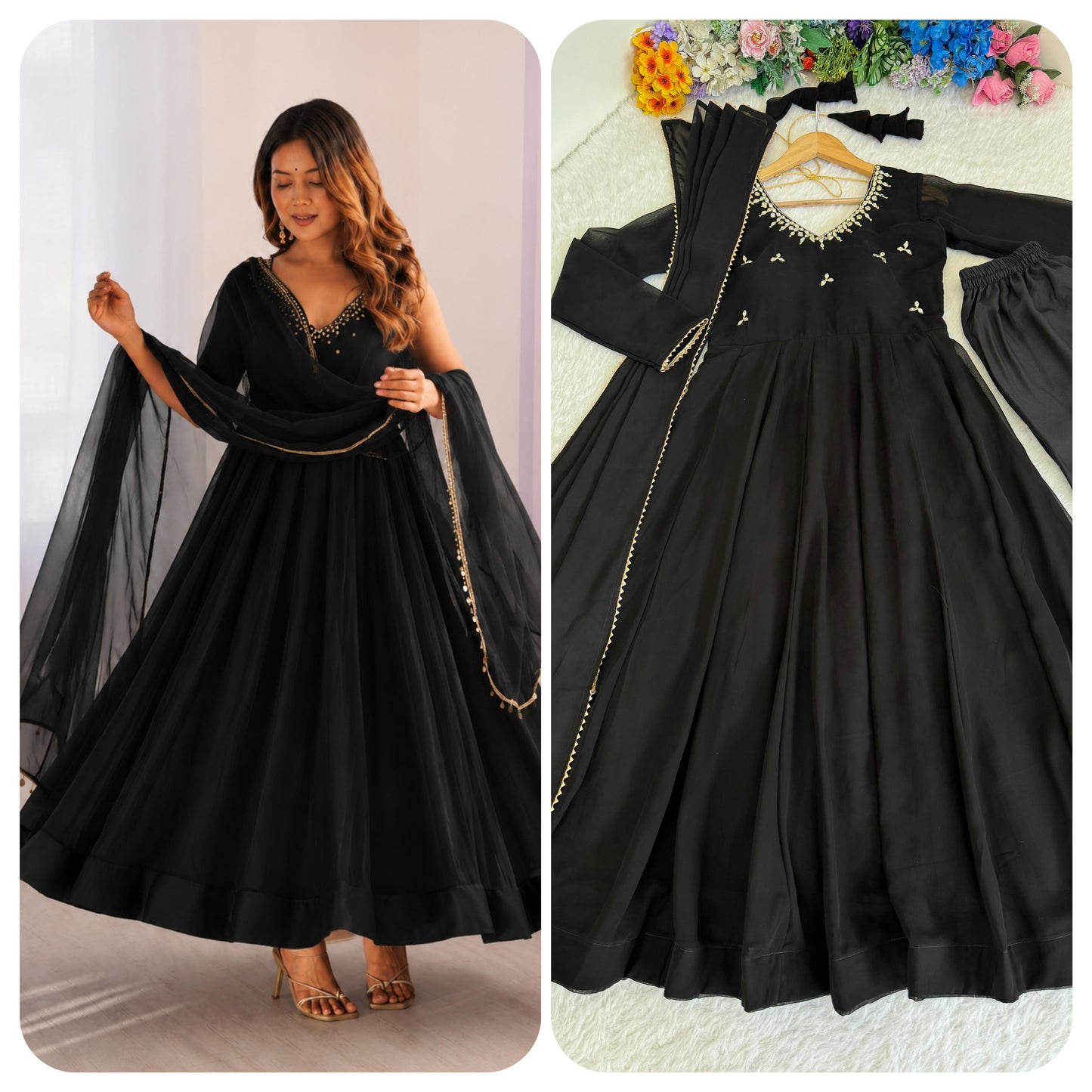 Party Wear Hand Embroidered Anarkali Set