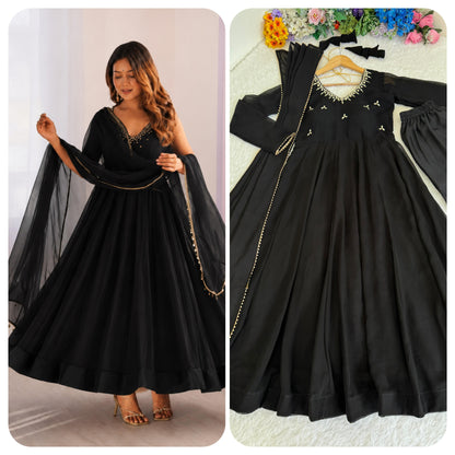 Party Wear Hand Embroidered Anarkali Set