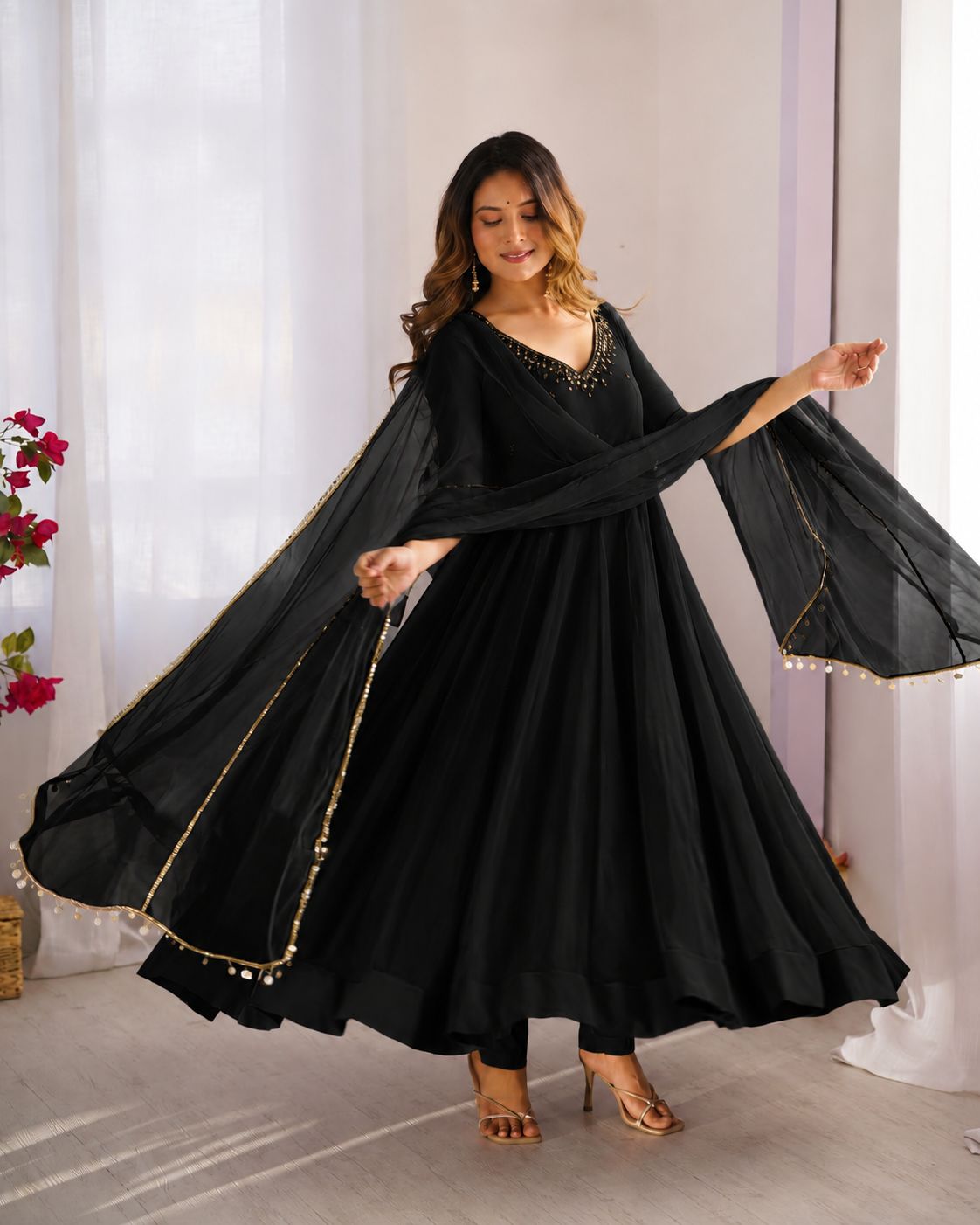 Party Wear Hand Embroidered Anarkali Set