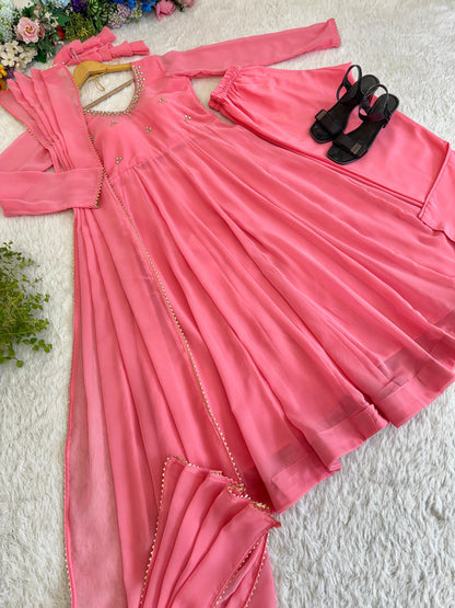 Party Wear Hand Embroidered Anarkali Set