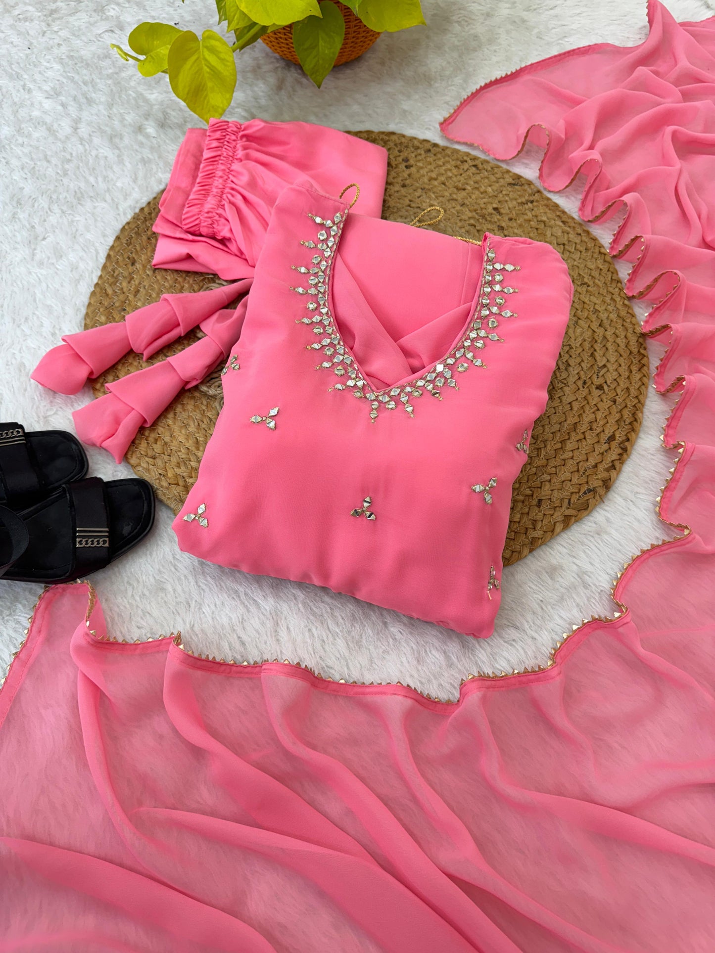 Party Wear Hand Embroidered Anarkali Set