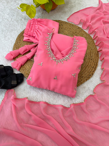 Party Wear Hand Embroidered Anarkali Set