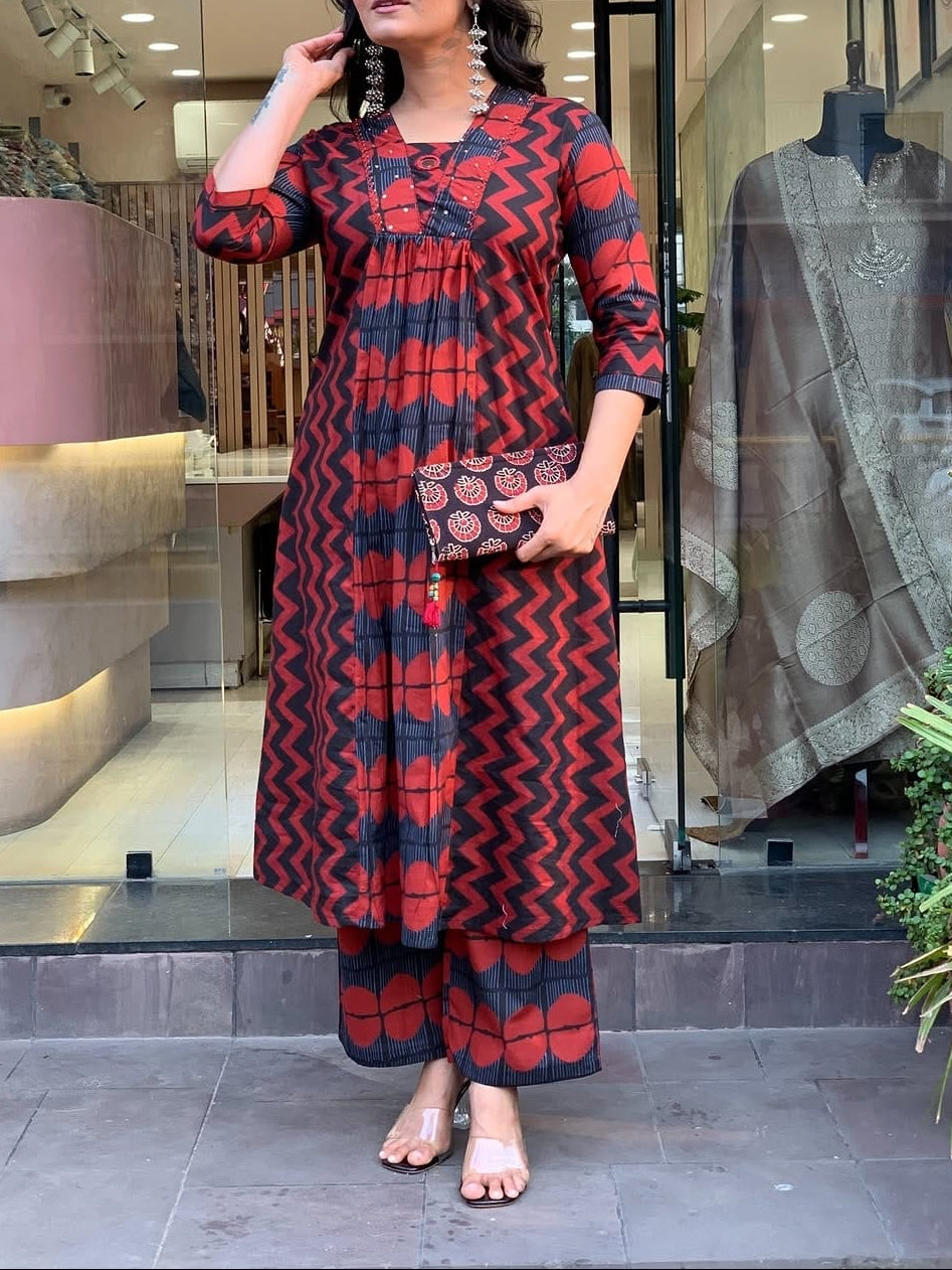 Elegant Cotton A-line Co-ord Set