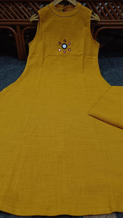Graceful Yellow A-line Cotton Co-ord Set
