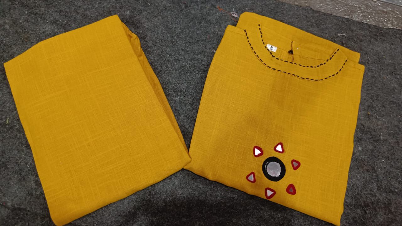 Graceful Yellow A-line Cotton Co-ord Set