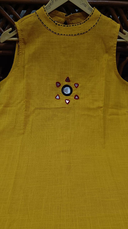 Graceful Yellow A-line Cotton Co-ord Set