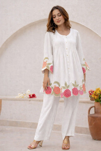 Stylish Floral Embroidered Co-ord Set