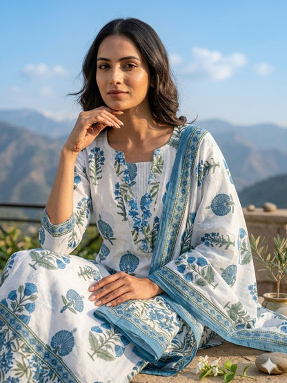 Summer Wear Cotton Kurta 3-Piece Set