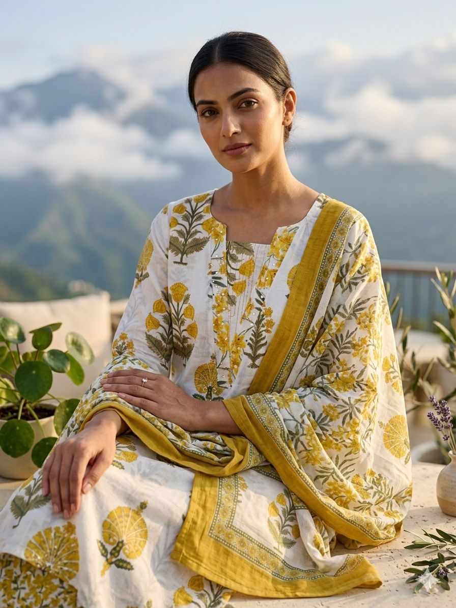 Summer Wear Cotton Kurta 3-Piece Set