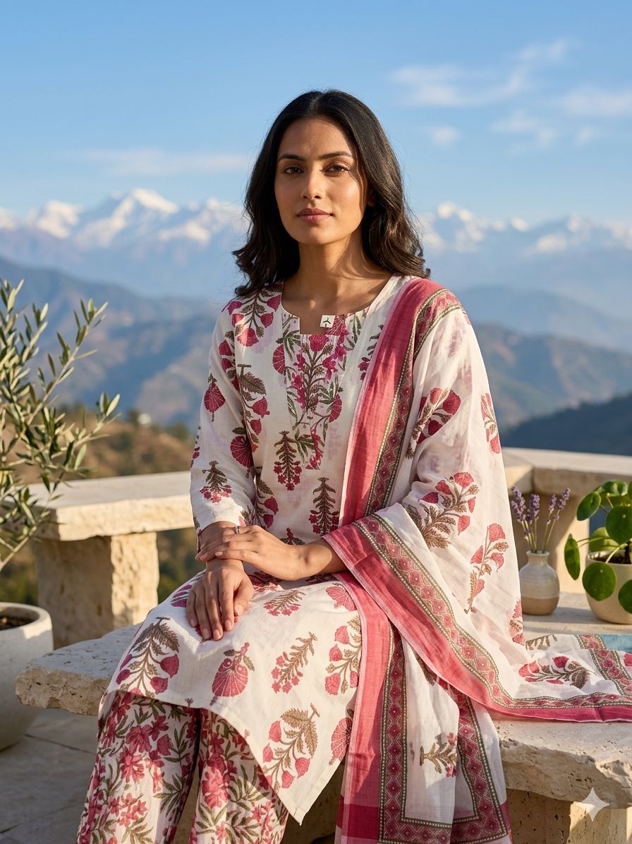Summer Wear Cotton Kurta 3-Piece Set