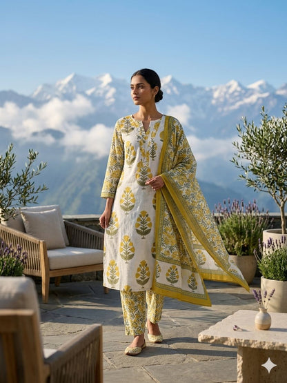 Summer Wear Cotton Kurta 3-Piece Set