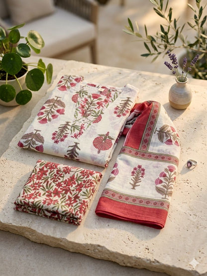 Summer Wear Cotton Kurta 3-Piece Set