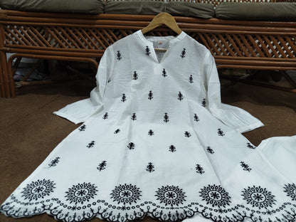 Elegant Cotton Hand Embroidered Co-ord Set