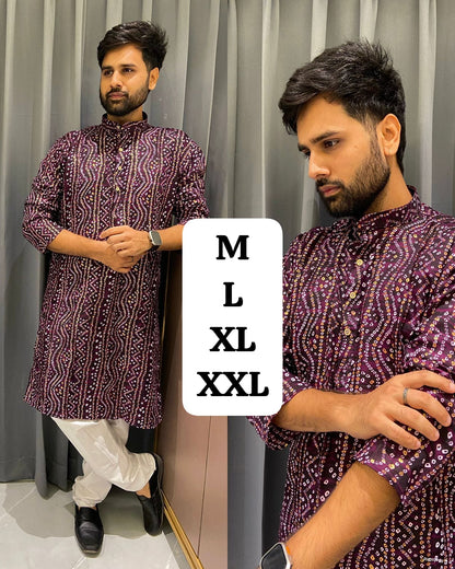 Festive Men’s Bandhani Print Kurta