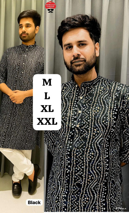 Festive Men’s Bandhani Print Kurta