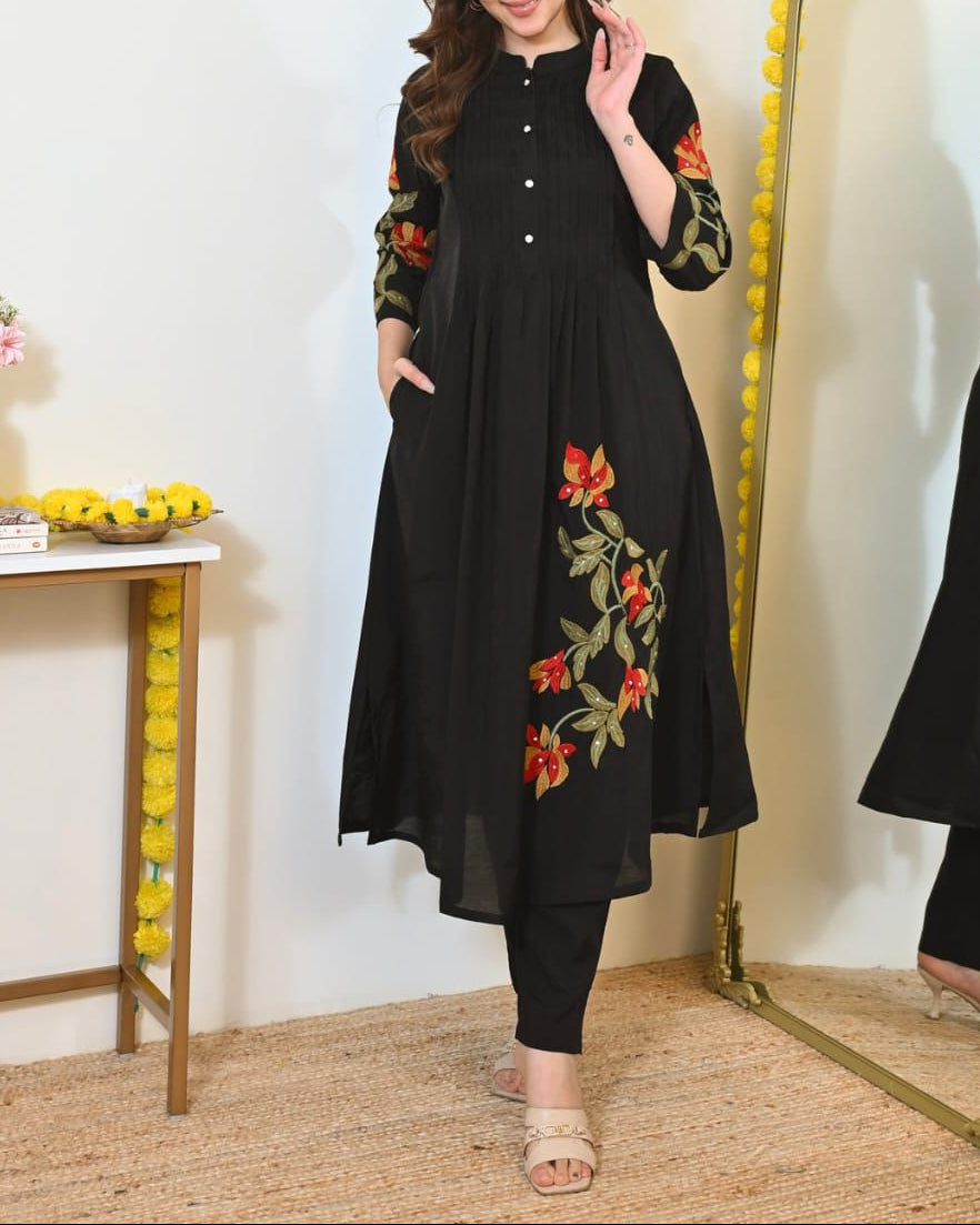 Beautiful Embroidered Cotton Co-ord Set