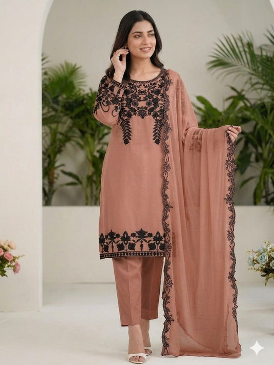Elegant Sequence Embroidery Suit Set