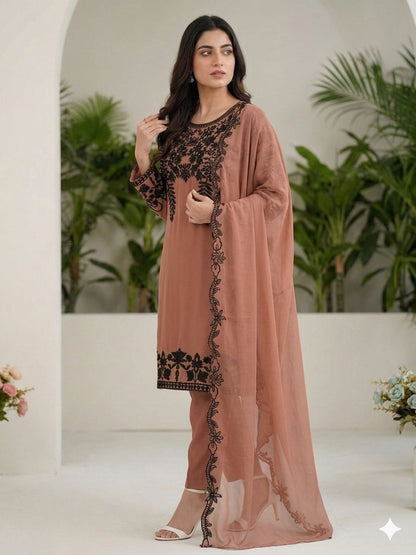 Elegant Sequence Embroidery Suit Set