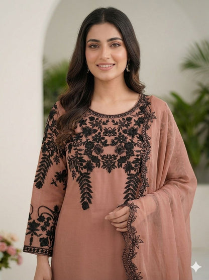 Elegant Sequence Embroidery Suit Set