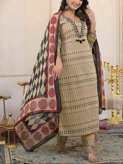 Elegant Discharge Print Cotton Kurta Set