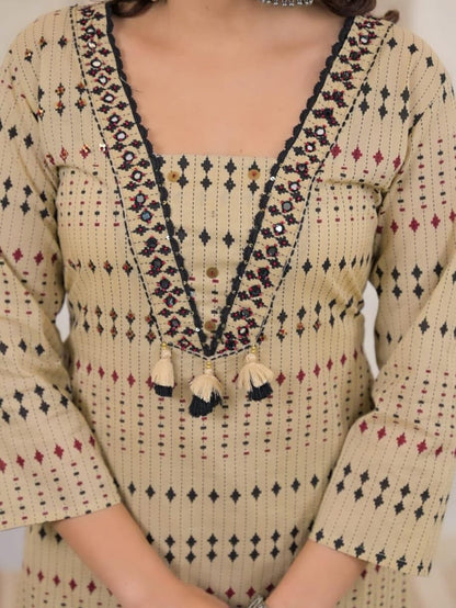 Elegant Discharge Print Cotton Kurta Set