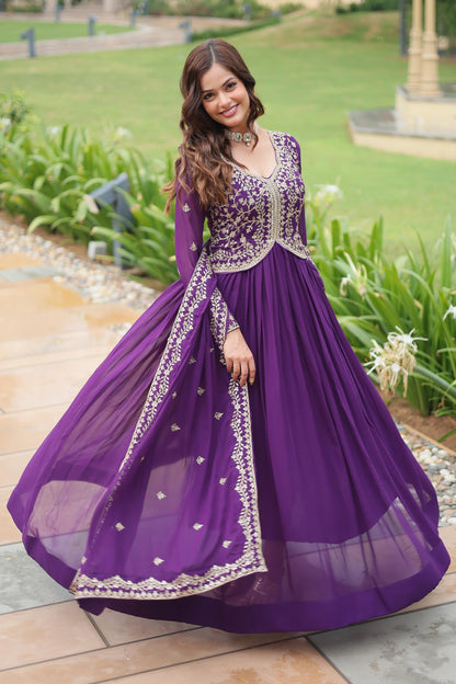 Graceful Premium Sequined Gown Dupatta Set