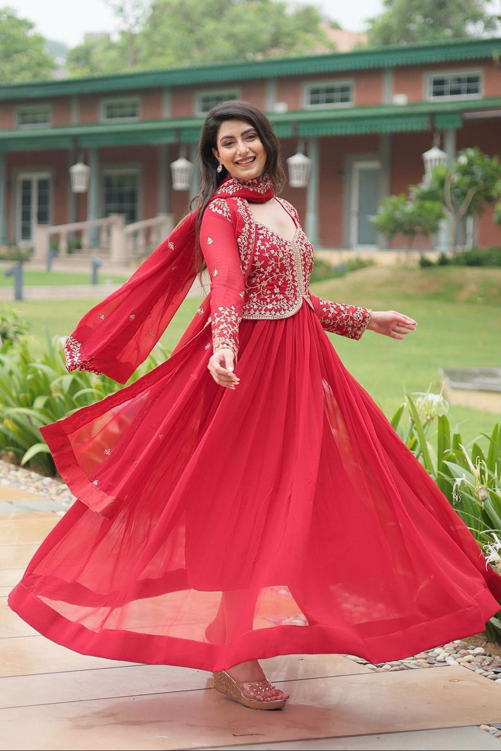 Graceful Premium Sequined Gown Dupatta Set