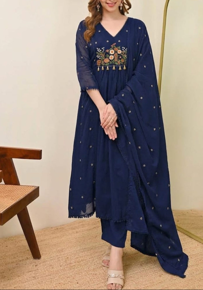 Festival Ready Anarkali 3-piece Cotton Kurta Set