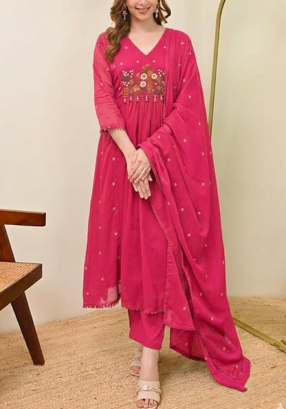 Festival Ready Anarkali 3-piece Cotton Kurta Set