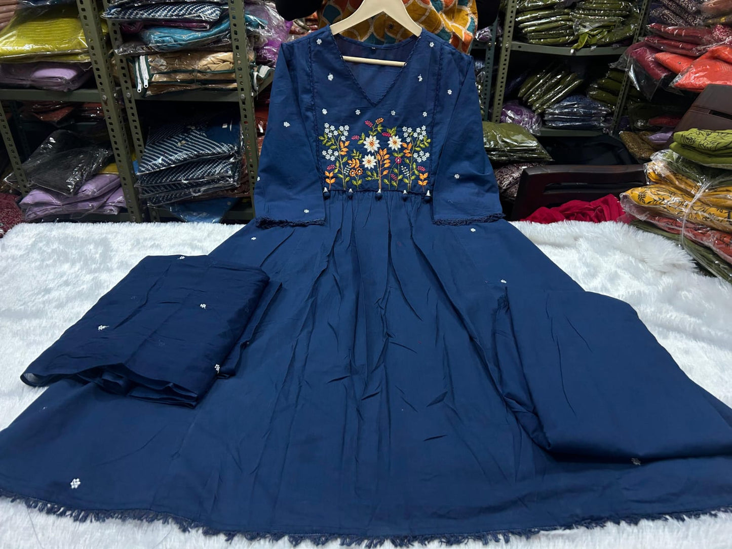 Festival Ready Anarkali 3-piece Cotton Kurta Set