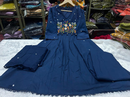 Festival Ready Anarkali 3-piece Cotton Kurta Set