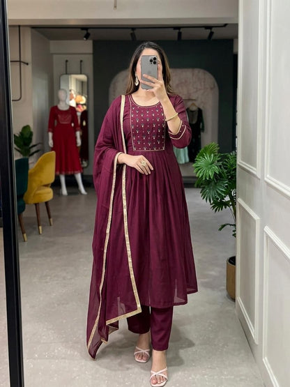 Timeless Mul Chanderi Anarkali 3-Piece Set