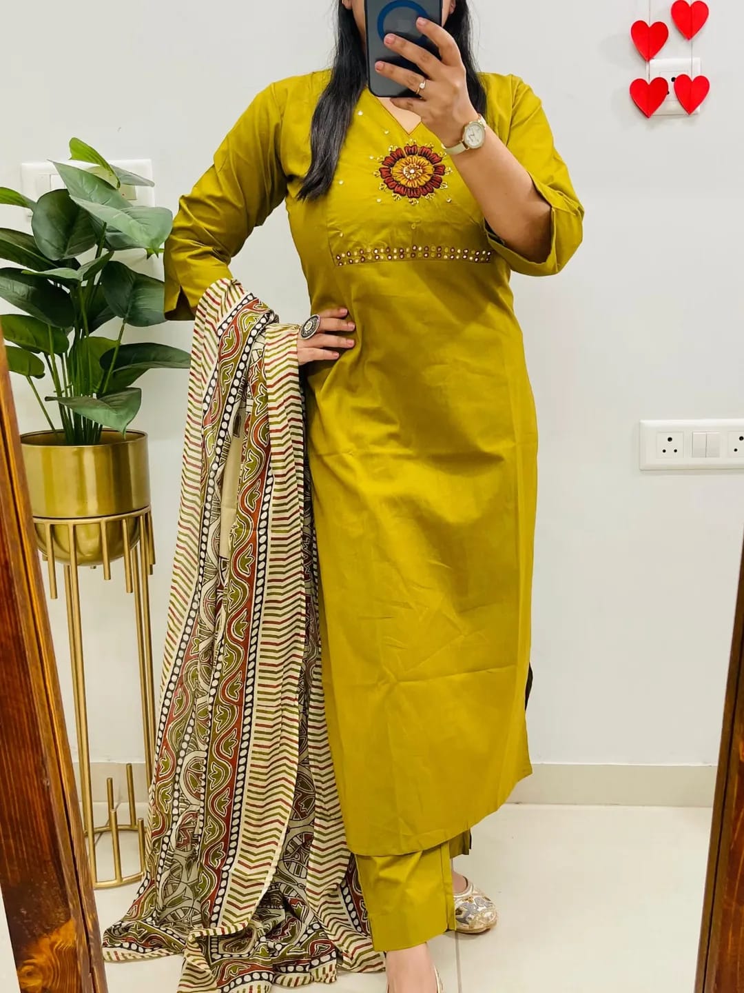 Elegant Embroidered Dhabu Cotton Kurta Set