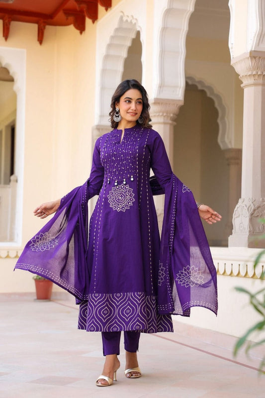 Beautiful Flared Anarkali Cotton Kurta Set