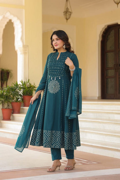 Beautiful Flared Anarkali Cotton Kurta Set