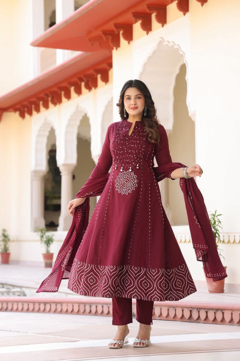 Beautiful Flared Anarkali Cotton Kurta Set