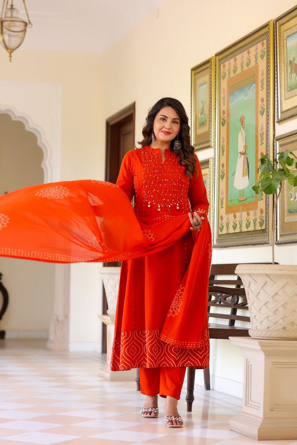 Beautiful Flared Anarkali Cotton Kurta Set