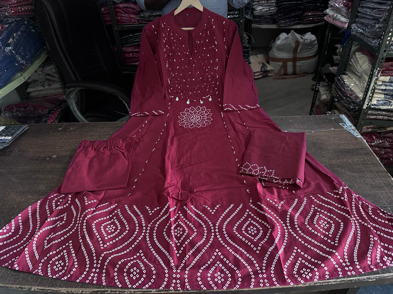 Beautiful Flared Anarkali Cotton Kurta Set