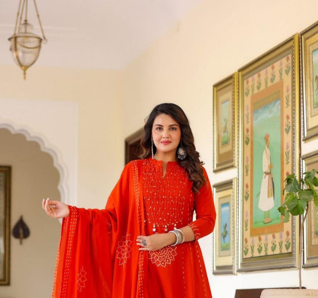 Beautiful Flared Anarkali Cotton Kurta Set