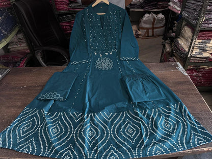 Beautiful Flared Anarkali Cotton Kurta Set