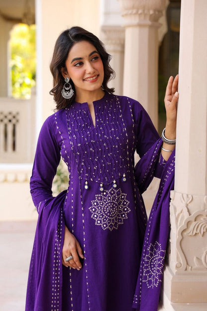 Beautiful Flared Anarkali Cotton Kurta Set