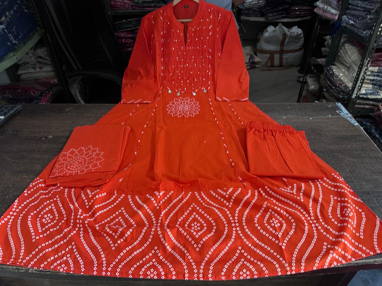 Beautiful Flared Anarkali Cotton Kurta Set