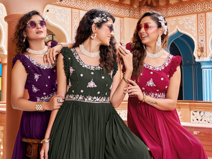 Designer Embroidered Flared Maxi Dress