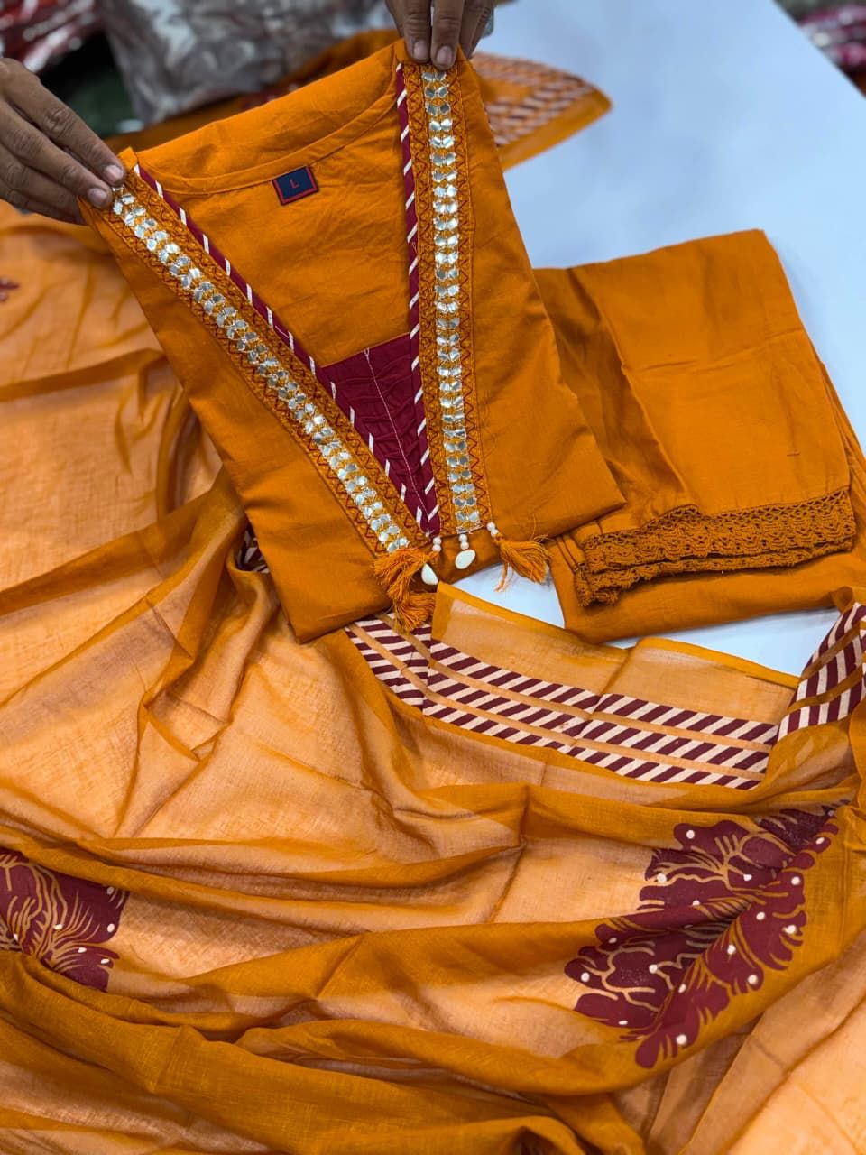 Premium Patchwork Cotton Kurta Set