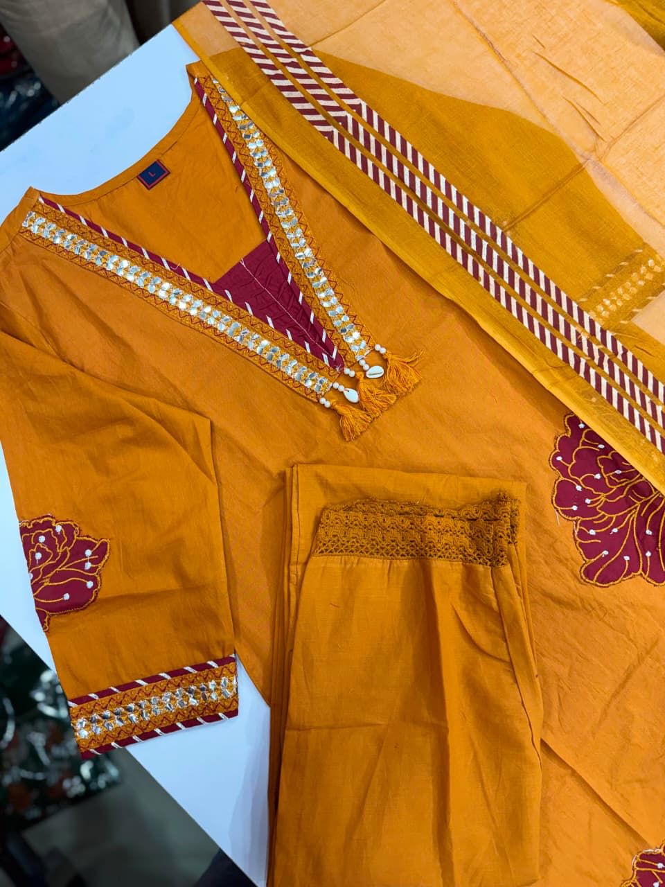 Premium Patchwork Cotton Kurta Set