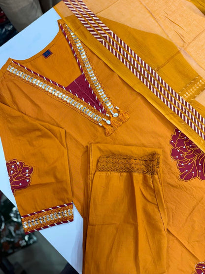 Premium Patchwork Cotton Kurta Set