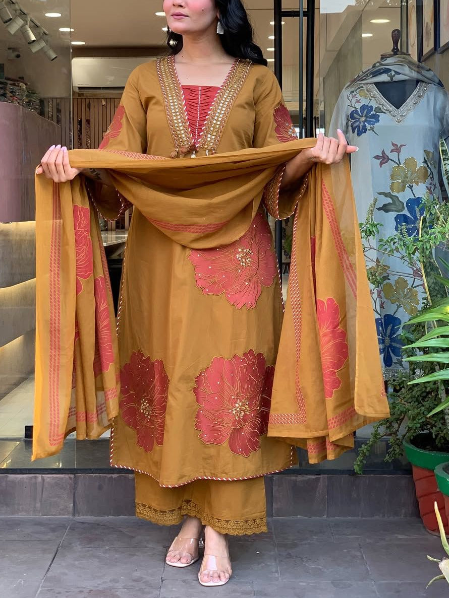 Premium Patchwork Cotton Kurta Set